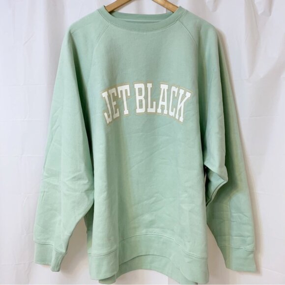 Brunette The Label "JET BLACK" Not Your Boyfriend's Crew Neck Sage L/XL NWT - Picture 1 of 8